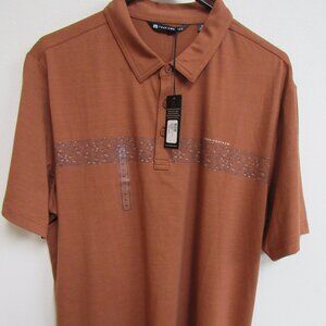 NWT Travis Mathew Eco The Heater Maple Chest Stripe Golf Polo Shirt XL
